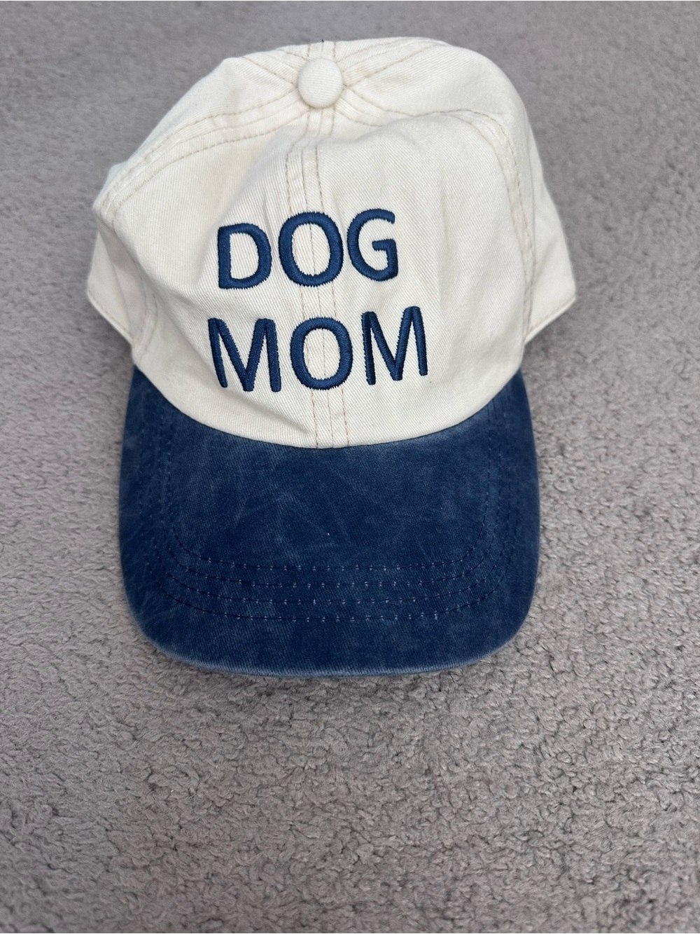 Dog Mom Baseball Cap - White and Navy